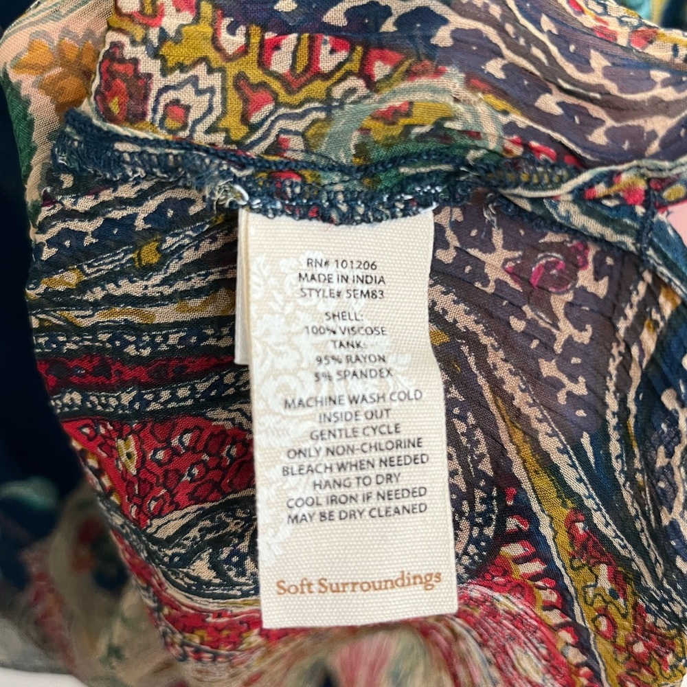 NWOT Soft Surroundings 3X Floral Paisley Sheer Women's Top withTank top. - Picture 7 of 10
